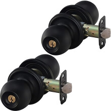 Copper Creek BK2040SS-2 Ball Door Knob Keyed Entry Function 2 Pack in Satin Stainless