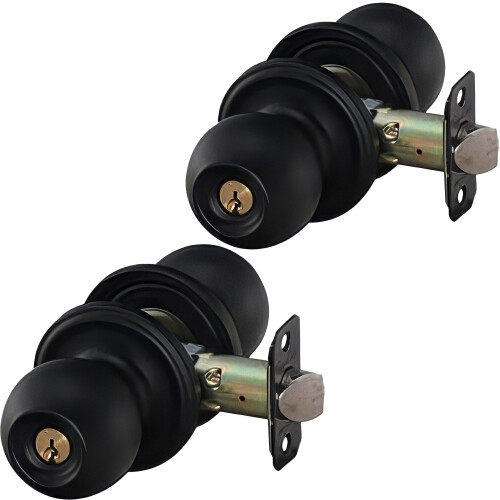Copper Creek BK2040SS-2 Ball Door Knob Keyed Entry Function 2 Pack in Satin Stainless
