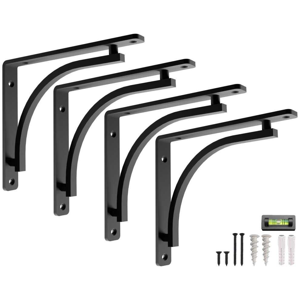 Classic Shelf Bracket Set By Balin Designs (Black) For 12 Inch - 14 Inch Mantel Shelves L Brackets - Heavy Duty Decorative Metal Supports - Easy Insta 5065017190033