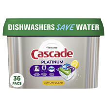 Cascade Platinum ActionPacs Dishwasher Detergent Pods  Lemon  36 Count