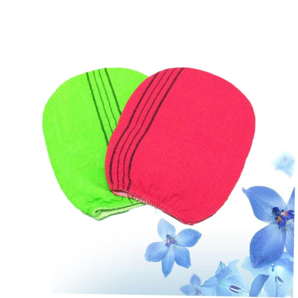 Exfoliating Bath Gloves 2-Piece Set For Gentle Skin Scrubbing Shower And Bath Use Random Color