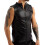 Leather Coat Men's Casual Solid Colour Mesh Vest String Design Black Size S 2