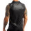 Leather Coat Men's Casual Solid Colour Mesh Vest String Design Black Size S 3