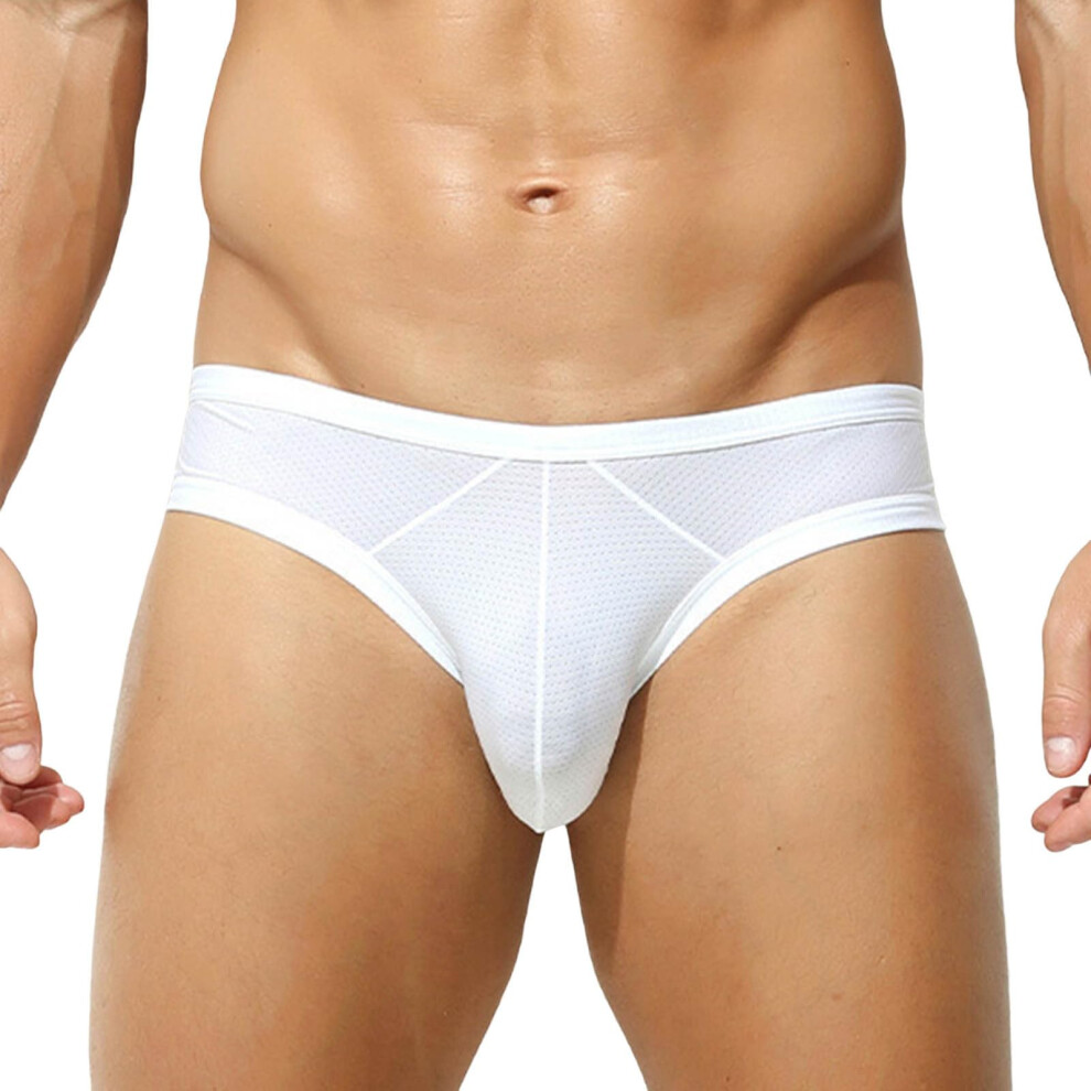 Sexy Low Rise Briefs For Men String Briefs Thongs Breathable Soft Bikini Underwear White XXL