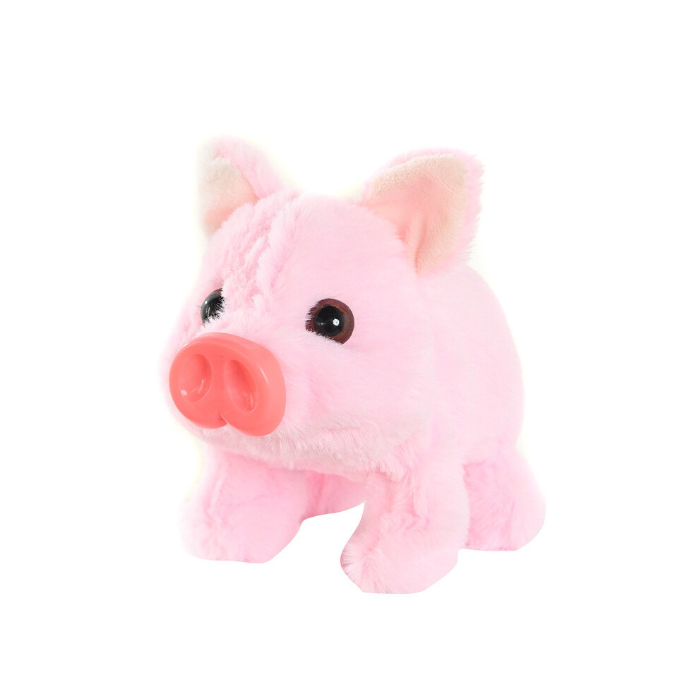 (Pink) Pig Plush Electric Toy With Sound Movable Nose Mouth Walking Doll Stuffed Piggy Pink
