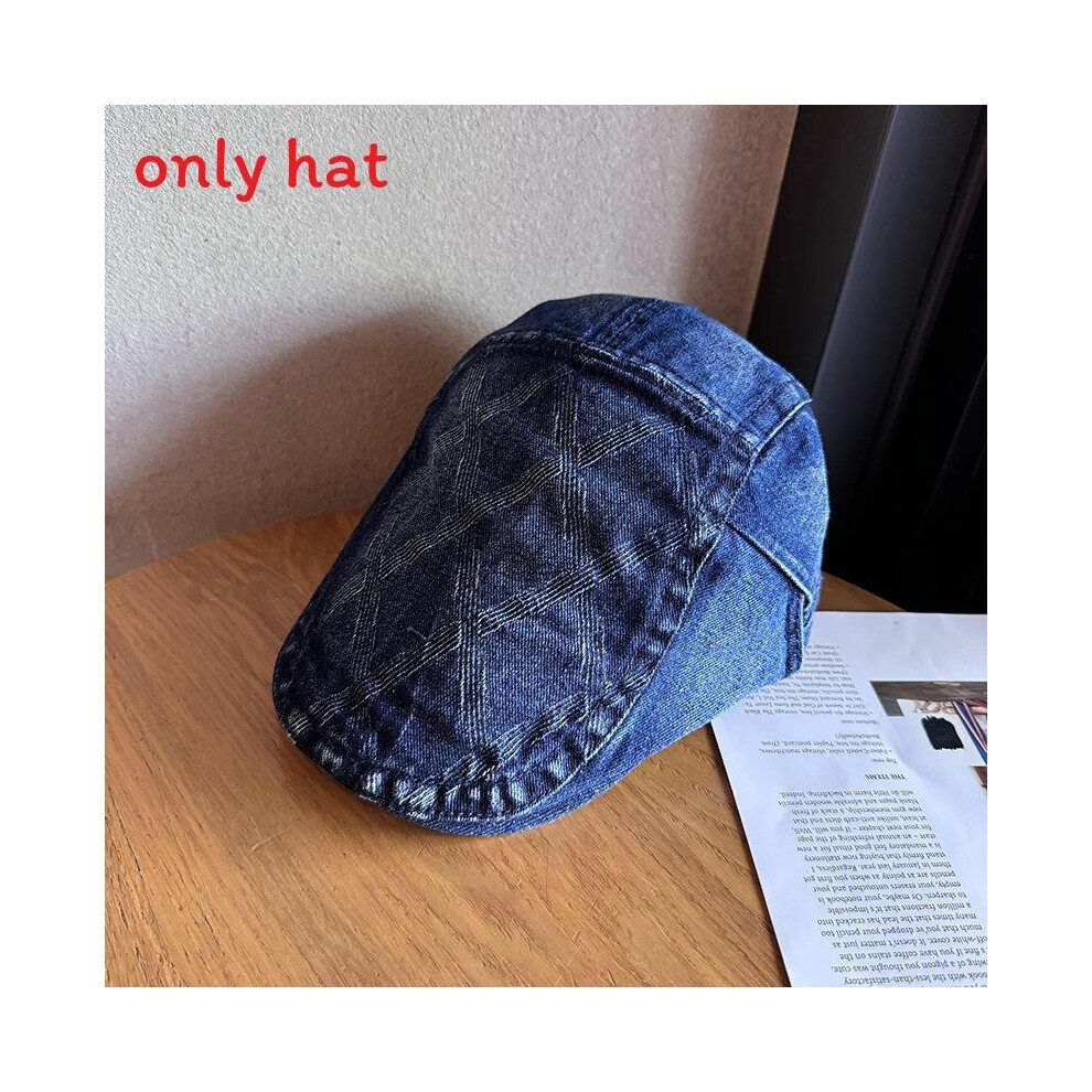 (NavyBlue) Simple Retro Solid Color Striped Neutral Casual Beret For Winter Autumn And-image-OPC-PKVQPMD-NEW