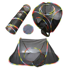 Cat Enclosures For Outside - Foldable Mesh Cats Playhouse, Cat Tunnels For Indoor Cats, Travel Compact Tunnel Tent Black