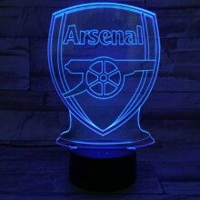 (Black)Arsenal 3d Led Luz Nocturna Ilusión Lámpara 16 Cambio de Color Decoración Lámpara Regalos Navidad
