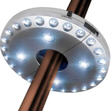 Patio Umbrella Lights Cordless 28 LED, 3-Level Dimming Parasol LED Light, Pure White, Model 210603, Silver