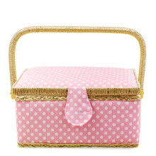 Sewing Kit Box Large Capacity Polyester Fabric Storage Basket Pink For Sewing Kits And Accessories For Adults