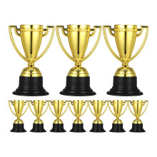 10 Unidades Troféu Mini Plástico Com Base Preta
