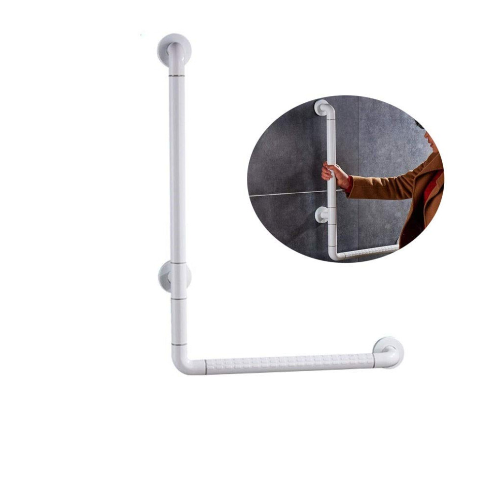 Grab Bar L-Type White, Wall-Mounted Bathroom Grab Rails, Toilet Handrail, Elderly Balance Aid