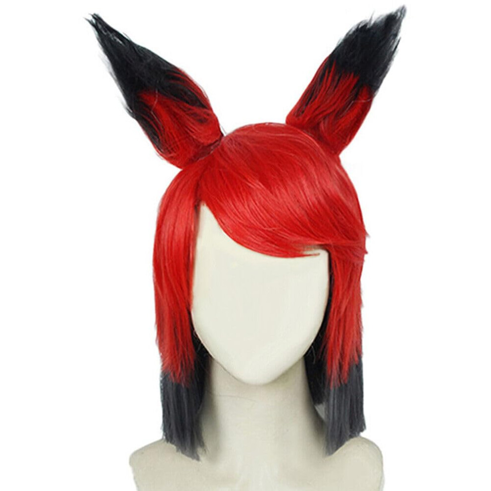 Anime Hazbin Alastor Cosplay Wig Heat Resistant Red Synthetic Hair For Hazbin Hotel Halloween Party