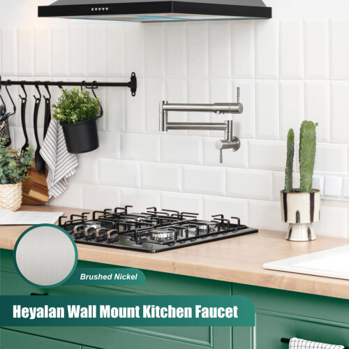 Heyalan Pot Filler 19 Polegadas Montagem na Parede Dobravel Estendível Aço Inoxidável 1