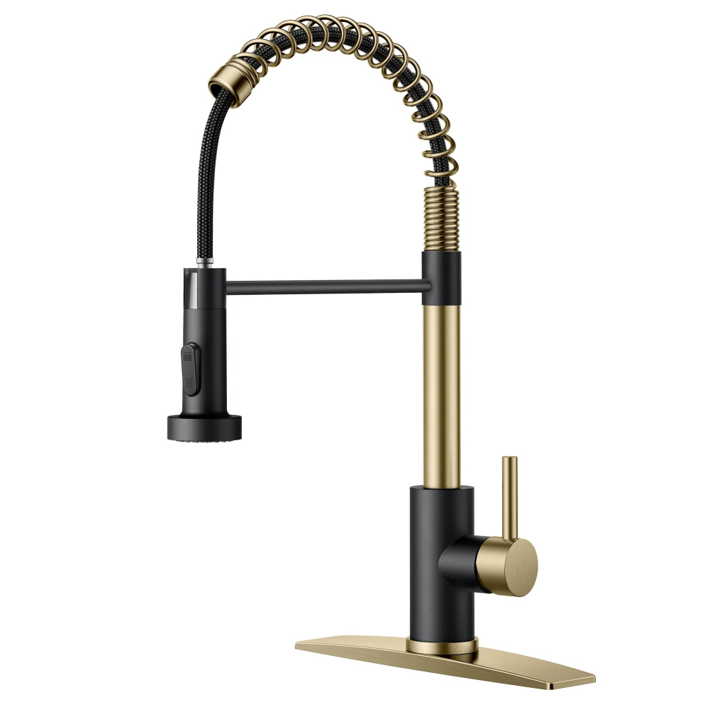 Forious Kitchen Faucet With Sprayer, Kitchen Sink Faucet With Pull Down Sprayer, Single Handle Kitchen Faucets With Deck Plate, Commercial Modern Sta 736519629370