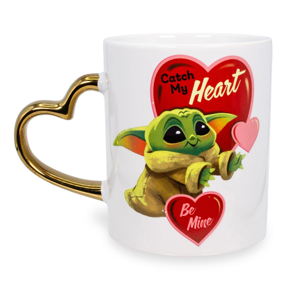 Photos - Mug / Cup Star Wars: The Mandalorian Grogu HeartShaped Handle Ceramic Mug | 14 Ounces SWM649KVF