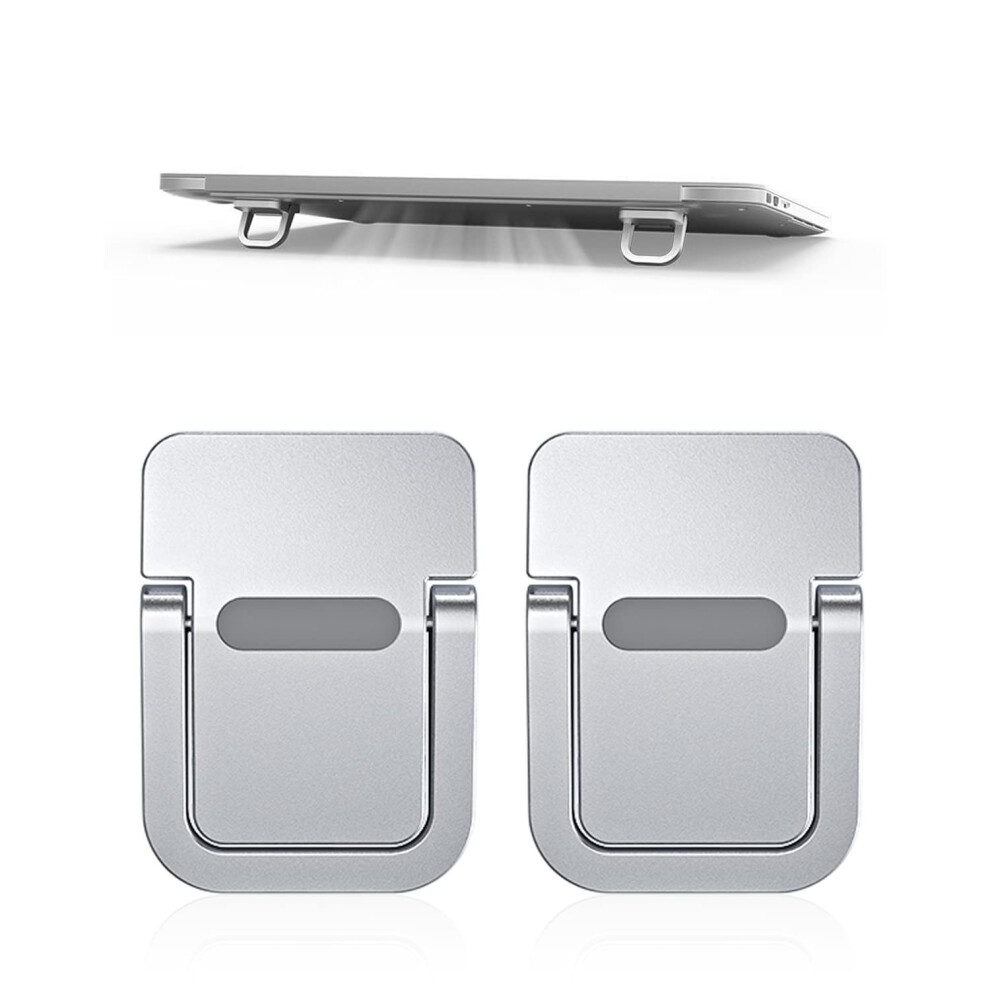 Laptop Stand 2-Pack Foldable Self-Adhesive Ergonomic Invisible Computer Stand Compatible With Many Laptops Silver 9393856113200