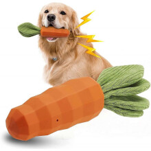 Indestructible Puppy Toys/Carrot-shaped Dog Toys for Small Dogs Dog Squeak Toys for Chew Chase & Fetch | Durable Rubber Squeaky Toys