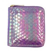 Women Girl Mini Wallet Purse Short Design Mermaid Zipper for Coin Money Cardviolet