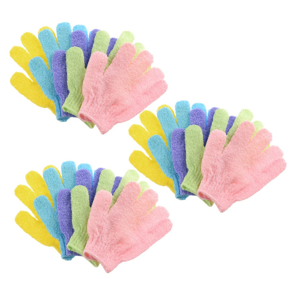 Hand Scrubber Bath Gloves 15-Piece Exfoliating Mitts For Dead Skin Removal, Shower Exfoliator Glove, Assorted Colors