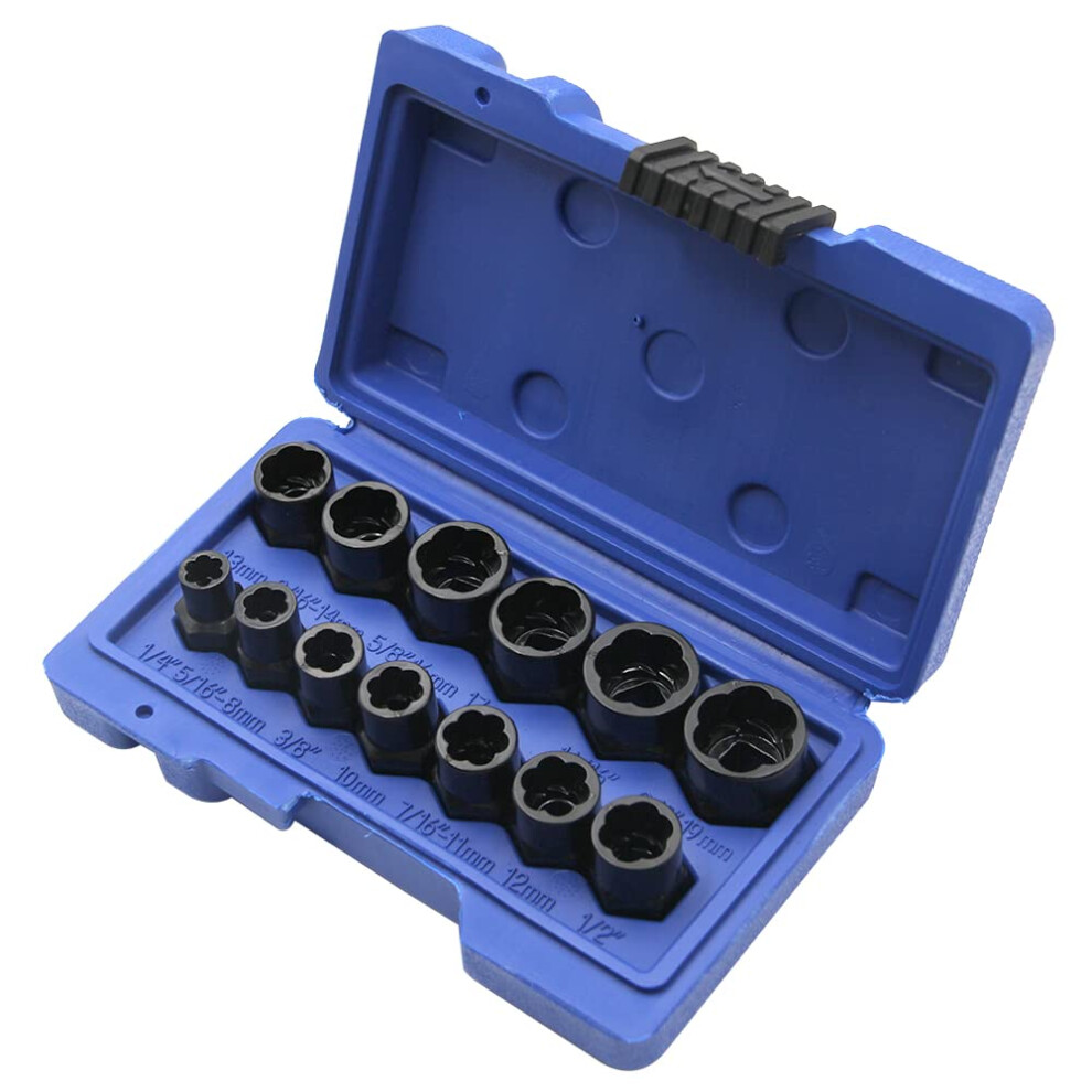 13Pcs Impact Bolt & Nut Remover Set Bolt Removal Tool Set With Storage Box For Stripped Bolts And Nuts 9016109213693