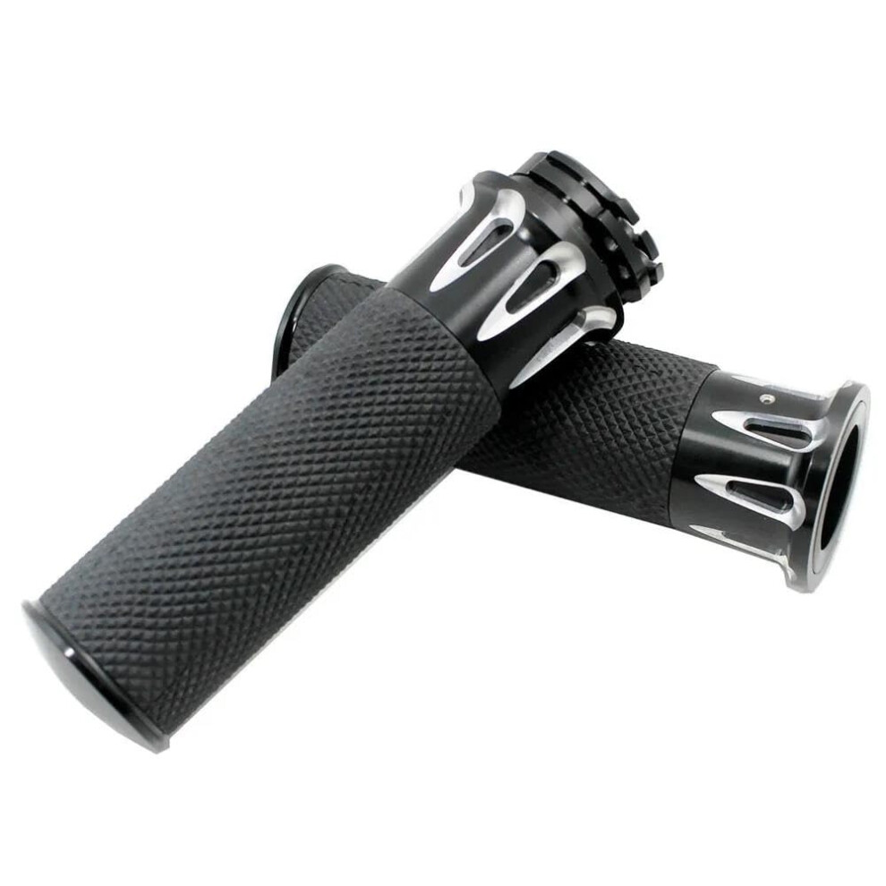 Motorcycle Handlebar Grips 1 Inch 25mm Rubber CNC Aluminum Black for Harley Dyna Sportster XL 1200 883 Touring Softail-image-OPC-PKVRVZQ-NEW
