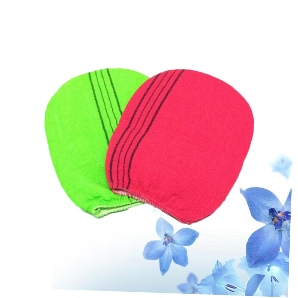 Bathing Gloves 2-Piece Set Tanning Glove Exfoliating Scrub Bath Towels Rayon Exfoliating Pads Assorted Colors