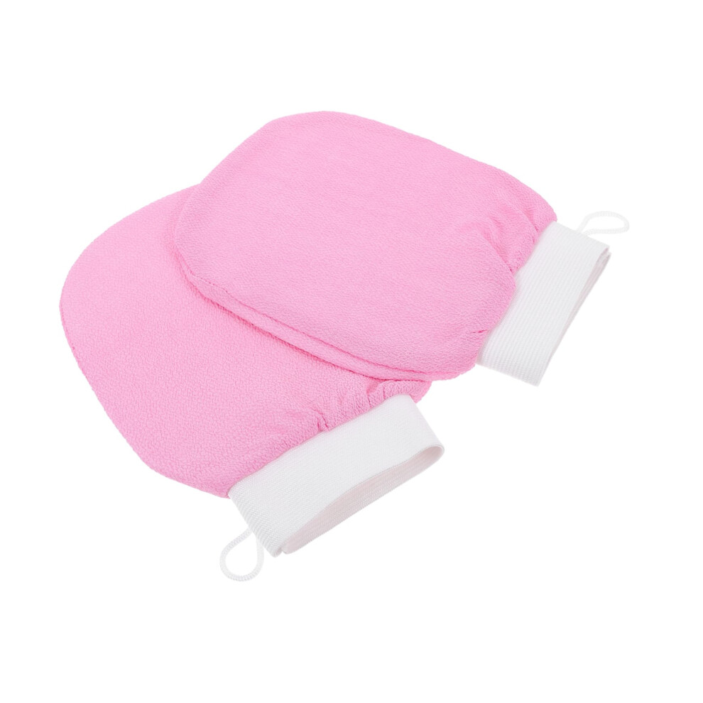 2pcs Deep Clean Body Exfoliation Brush Rayon Material Shower Gloves Skin Scrubbing Mitts For Bath Pink