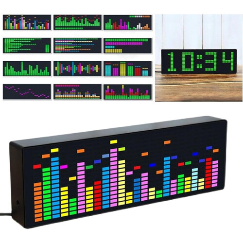 Audio Rhythm Spectrum Analyzer LED Music Clock 84 Display Effects Automatic Switching Voice-Controlled And Wired 1