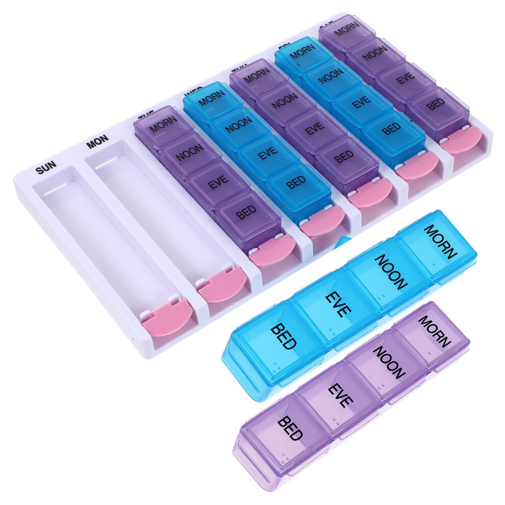 Villcase 2 Sets Portable Pill Organizers Daily Vitamin Cases Medicine Boxes