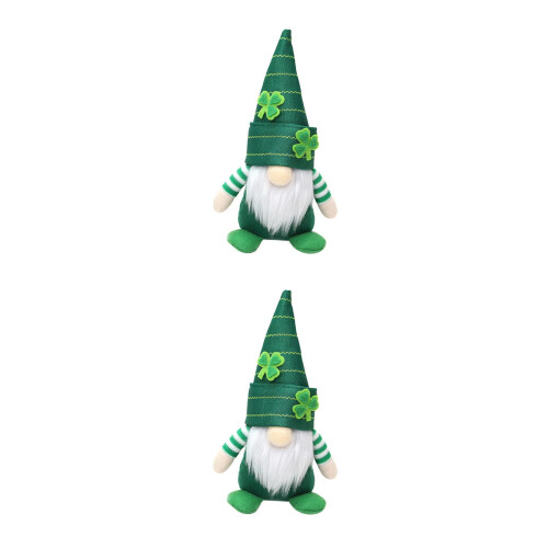 2Pcs Cloth St. Patrick's Day Dwarf Dolls Table Decor 2