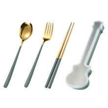Serving Cutlery Set Stainless Steel With Chopsticks Spoons And Forks Dark Green For Restaurant And Celebrations