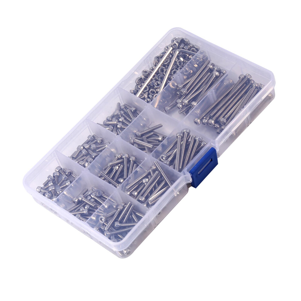304 Stainless Steel M3 Hex Head Socket Screws And Nuts Assortment 440Pcs Rust And Corrosion Resistant 9016109214591