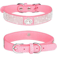 Rhinestone Dog Cat Collar Bling Diamonds with Rhinestone Crown Decoration for Small to Medium Dogs