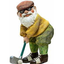 outdoor Golfer Garden Gnome Figurine, Funny Golf Garden Gnome Statue, Polyresin, Color, Novelty Lawn Statue Decoration for Front Yards