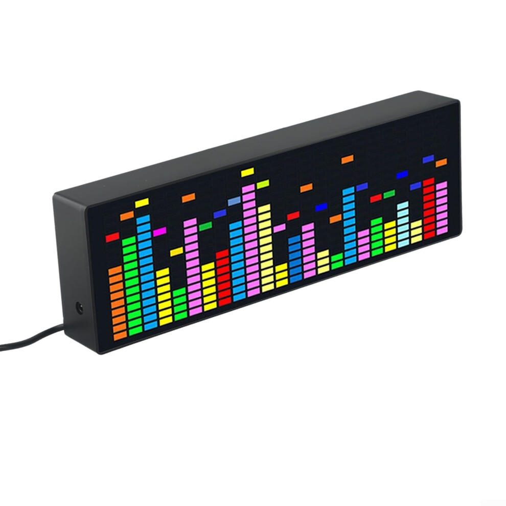 Music Spectrum Indicator Vu Meter Rgb Audio Display 384 Led, 16X24 Clock, Voice Control For Home Theater And Car (Black) Black 9354506073756