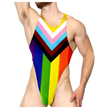 Men's Bodysuit Underwear Size M, Compression Singlet For Men, Tank Top Muscle Shirt, Yellow Sleepwear