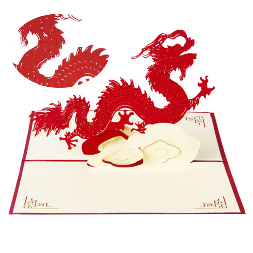 6 Unidades Tarjetas De 3D Hechas A Mano Con Dragón 1