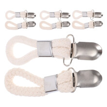 8Pcs Metal Towel Clips With Braided Cotton Rope For Kitchen Bathroom