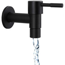 kitchen Sink Faucet Black Quick Single Cold Faucet Bathroom Stainless Steel Outdoor Faucet Garden Faucet Wall Mounted Washing Machine Fauce