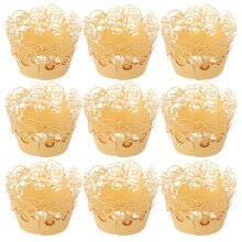 60 Pezzi Cartine Per Cupcake E Torta Traforate Oro Resistente Calore