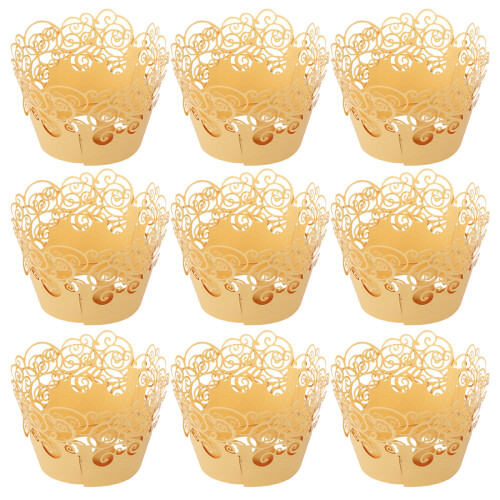 60 Pezzi Cartine Per Cupcake E Torta Traforate Oro Resistente Calore