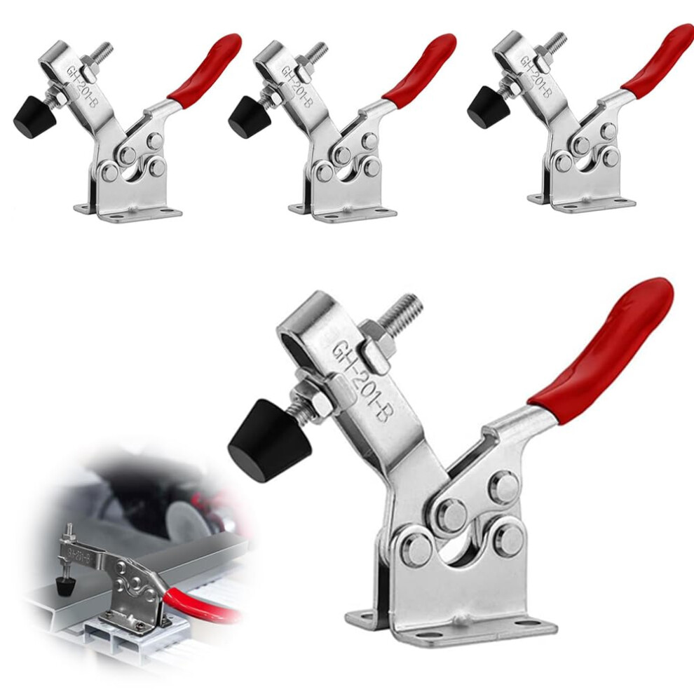 Gh-201-B Quick Release Horizontal Toggle Clamp Pack Of 4, 90 Kg Capacity, Toggle Lever Tensioner, Non-Slip For Welding 9016109216861