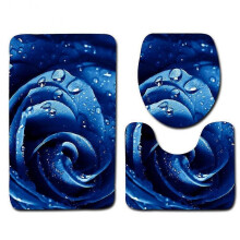 3pcs Non-slip Bathroom Rug Bath Mat Contour Toilet Seat Lid Cover Set Home Bathroom