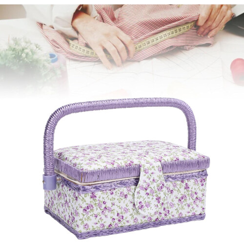 Sewing Tool Basket Portable Needlework Organizer For Thread Spools Scissors And Buttons 1