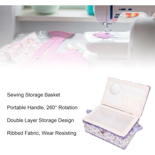Sewing Tool Basket Portable Needlework Organizer For Thread Spools Scissors And Buttons 2