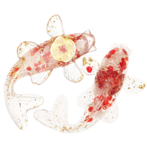 4Pcs Red Crystal Fish Statue Resin Craft Small Table Decoration 1