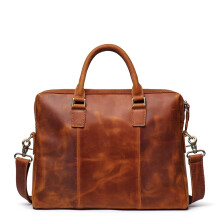 Briefcase For Men Leather Tote Bag, Leather Computer Bag, Leather Shoulder Diagonal Briefcase For Work, Brown