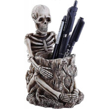 Skull Pen Holder Cup, Creative Skull Skeleton Pencil Pen Holder Stand Pen Cup Makeup Brush Holder