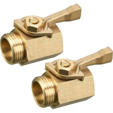 Heavy Duty Brass Garden Hose Shut Off Valve, 3/4 Inch, 2-Pack with 2 Hose Washers